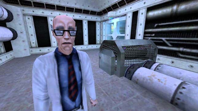 A screenshot shows a scientist in Half-Life.
