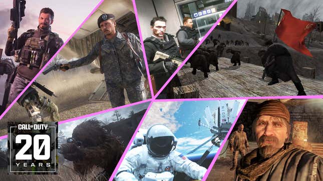 An image shows a collage of Call of Duty characters and moments. 
