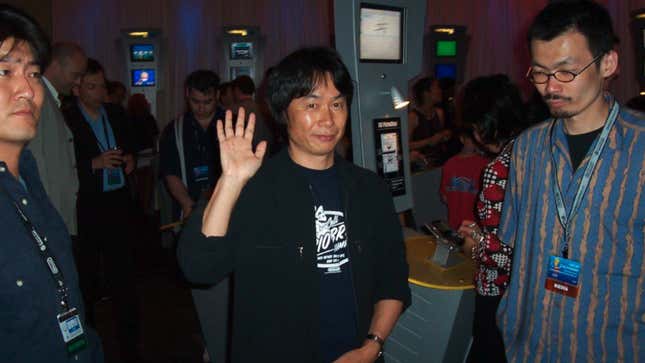 Miyamoto waves at the camera. 