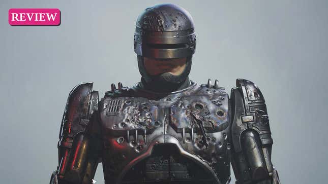 A screenshot shows a damaged and scarred RoboCop.