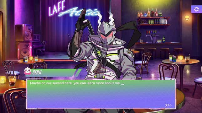 Genji says "Maybe on our second date, you can learn more about me."